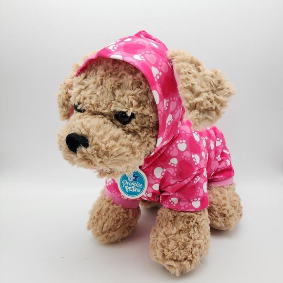 Build A Bear Labradoodle Plush 12" Tan Fur Tongue Out Hoodie Promise Pets BAB - Picture 1 of 6